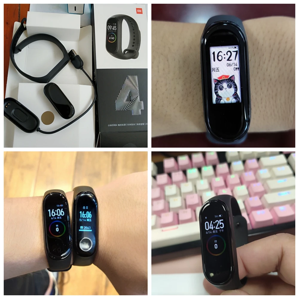 Xiaomi mi 4 смарт-браслет AMOLED цветной сенсорный экран Bluetooth 5,0 монитор сердечного ритма фитнес 50 м плавание mi ng водонепроницаемый