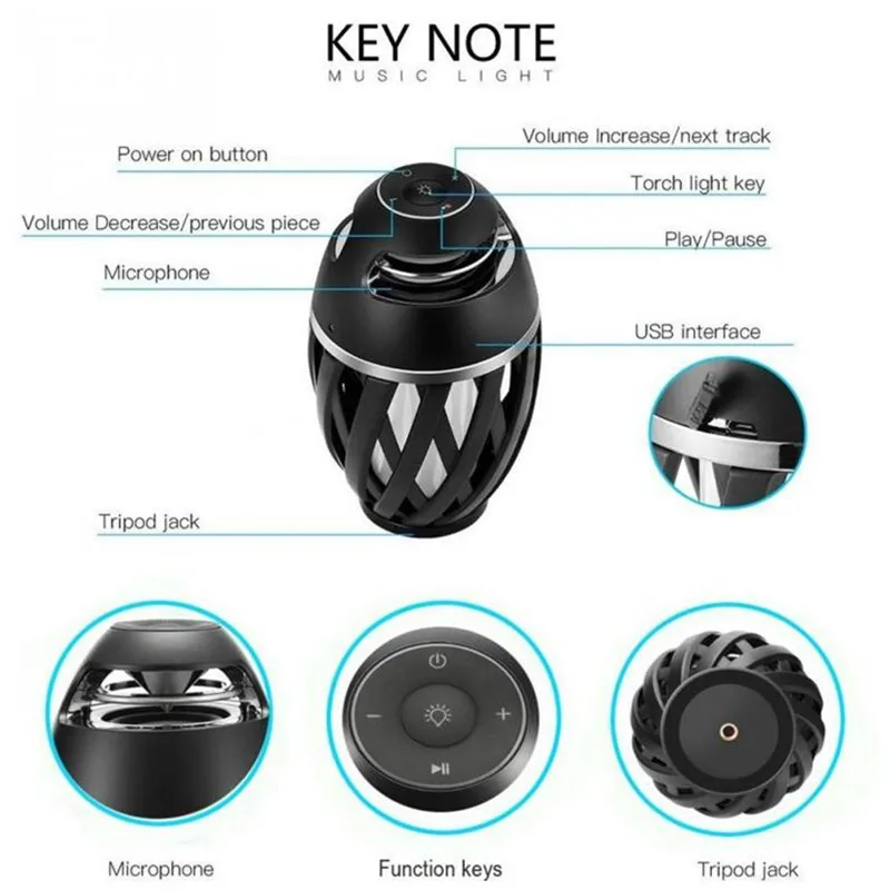 Bluetooth динамик USB светодиодные лампы пламени Открытый Портативный Led пламя