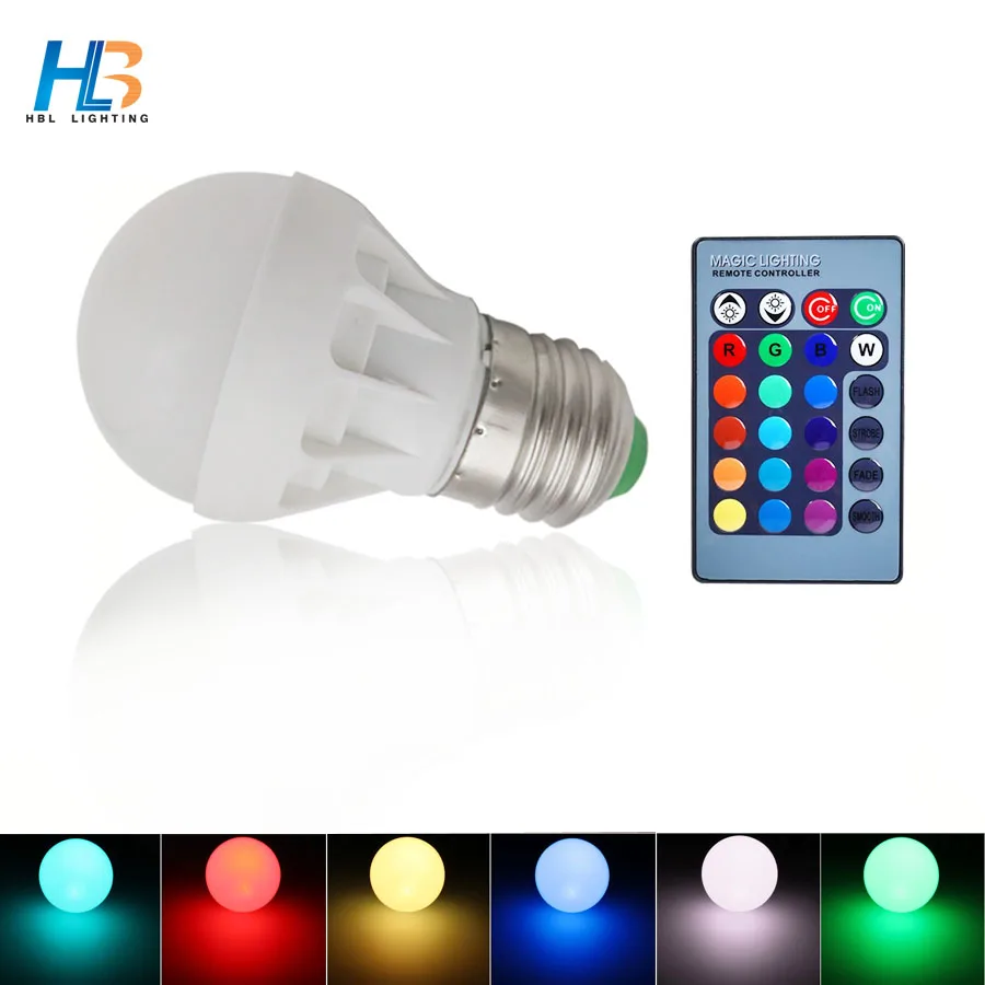 

LED Bulb E27 AC 3W 85-265V 16 Color Magic LED Night Light Lamp lampara Home holiday IR Controller Colorful Lights Bulb