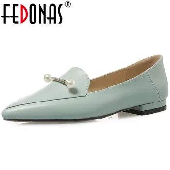 

FEDONAS New 2019 Women Basic Pumps High Heels Pointed Toe Pearl Decoration Party Wedding Shoes Woman Ladies Office LeatherPumps