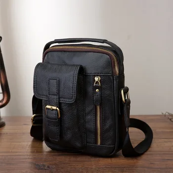 

Quality Leather Male Design Casual Travel Shoulder Messenger Crossbody bag Fashion 8" Tablets Mochila Satchel Tote bag 2070-b