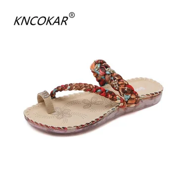 

KNCOKAR 2018 New women's national wind fashion classic comfortable water drill clip toe size sand shoes 35-40