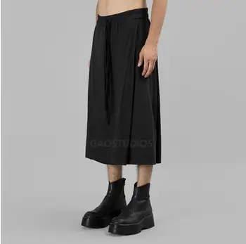 

2019 new summer cropped trousers take the show stage simple men's fashion personality skirts patns plus size 27-42