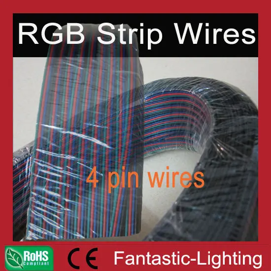 RGB 4pin провода 5050 светодиодный RGB полосы света медный ПВХ кабель провода AWG20 200 м