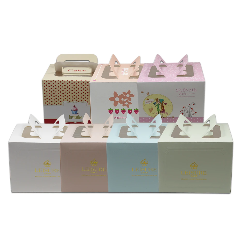 13.5*13.5*10cm New Design Small Cake Package Portable Handle Box with
