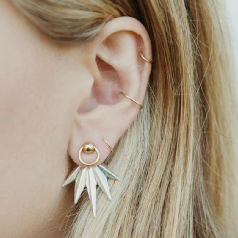 

2018 New Fashion Geometric Jewelry Ear Clip Shape Leaf Earrings For Women Girl Gifts Punk Style Statement Earrings Hot Sale
