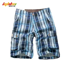 Мужские клетчатые пляжные шорты, новинка, модные повседневные камуфляжные шорты в стиле милитари, короткие штаны, мужские карго комбинезоны, шорты, размер 40