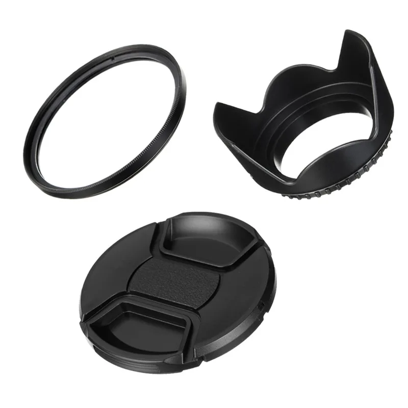 УФ фильтр 55 мм + крышка объектива бленда для Sony A200 A300 A350 A230 A330 Nikon Canon EOS 400D 550D 500D 600D