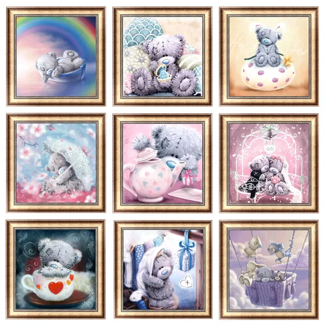 Diamante Ricamo 5D FAI DA TE Diamante Pittura Del Fumetto di Patch di Orso Model Diamante Ricamo 5D FAI DA TE Diamante Pittura Del Fumetto di Patch di Orso Model