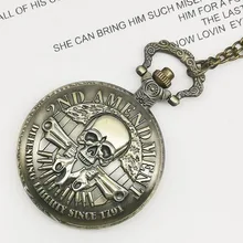 Винтажные, защищающие свободу, с 1791 года, 2-я модификация, военный пистолет, Череп, кварцевые карманные часы, ожерелье, мужские, женские, Fob часы, подарки