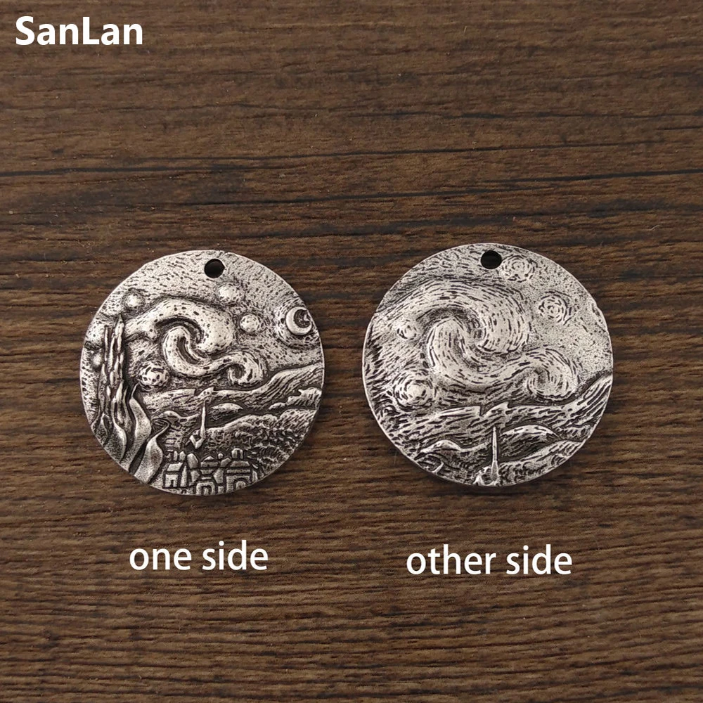 SanLan Звездная ночь кулон Ван Гог луна ожерелье оригинал|moon pendant necklace|pendant necklacenecklace