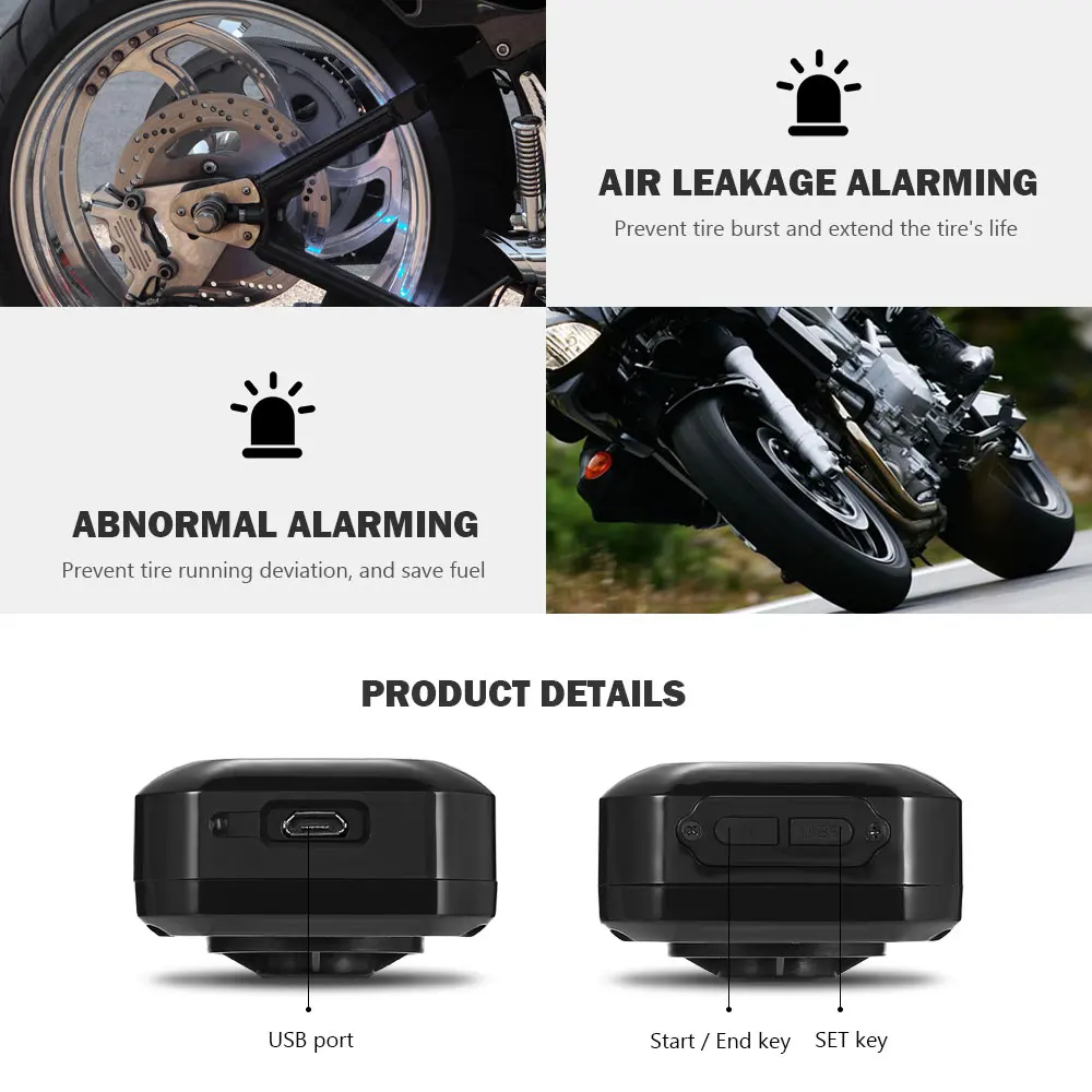 VicTsing M3 Motorcycle Tire Pressure Monitoring System with 2 External Sensors TPMS Motocross Motorbike LCD Screen 0-116 PSI BAR (13)