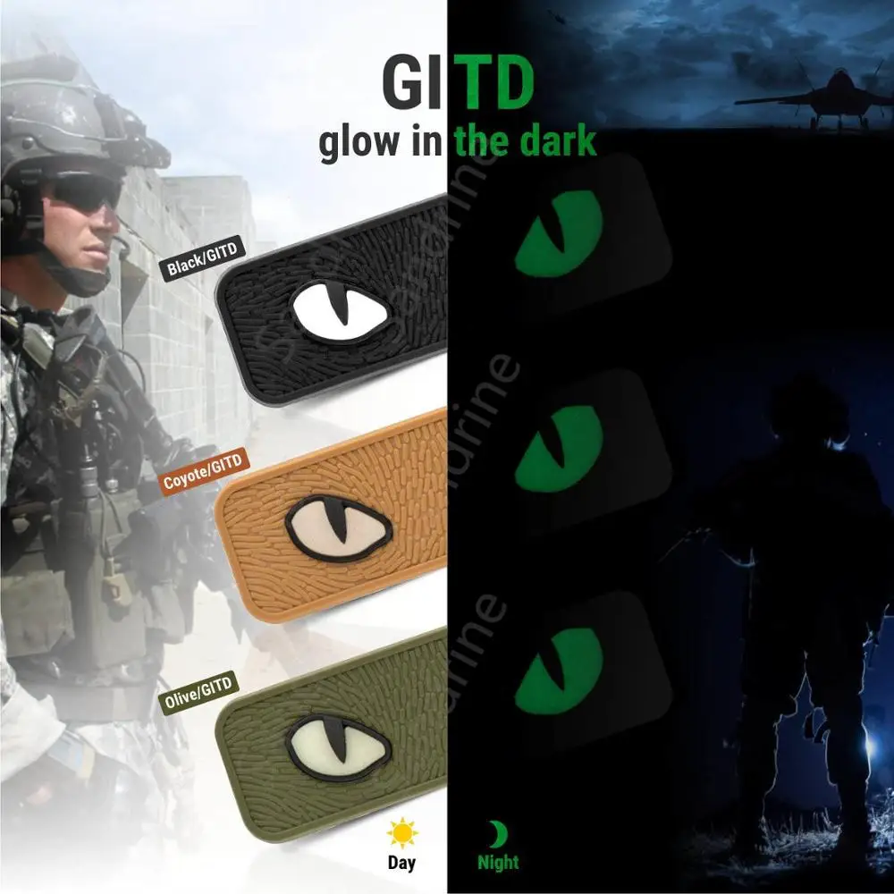 3D Cat Eye Reflective Tactical Military Morale Patches Badges Combat Emblem Applique For Clothing Glow in the dark | Дом и сад