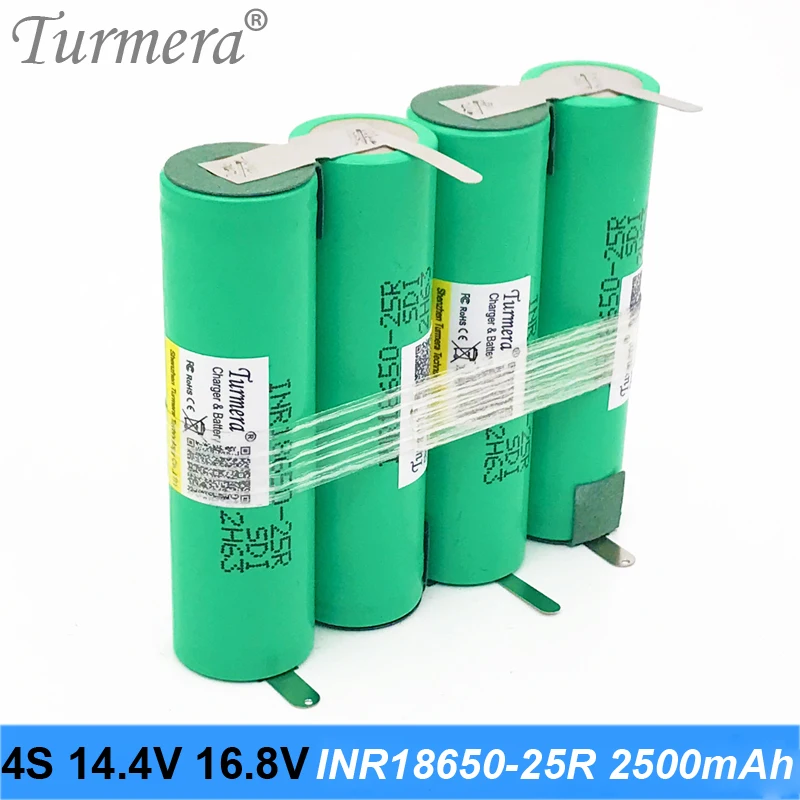 4s 18650 pack 2500mah battery 25R 18650 20a battery 16.8v 14.4v soldering battery for screwdriver tools battery customized 