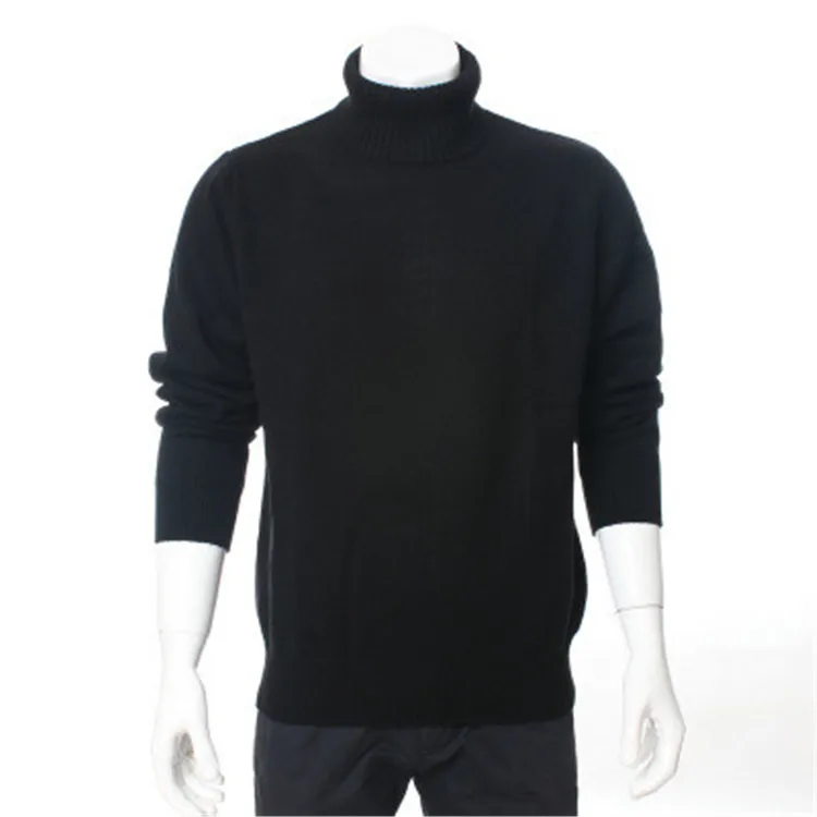  high grade 100%goat cashmere thick knit men fashion turtleneck pullover sweater H-straight neutral 