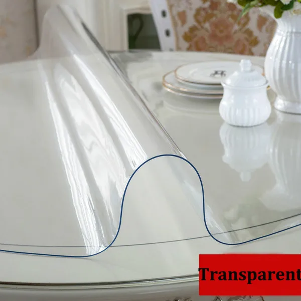 1mm Transparent ПВХ круглая Водонепроницаемая скатерть, покрытие для домашнего стола, кухонный маслостойкий коврик, прозрачное мягкое стекло для свадебной вечеринки, Столовые Салфетки - Цвет: 1mm Transparent