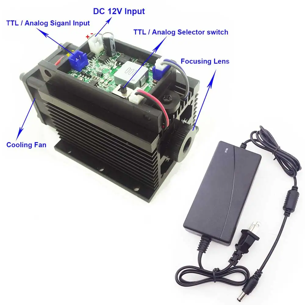 

High Power 15W Laser Head Laser Engraver CNC Machine Parts Blue Module TTL Printer Engraving Cutting for metal plywood diy
