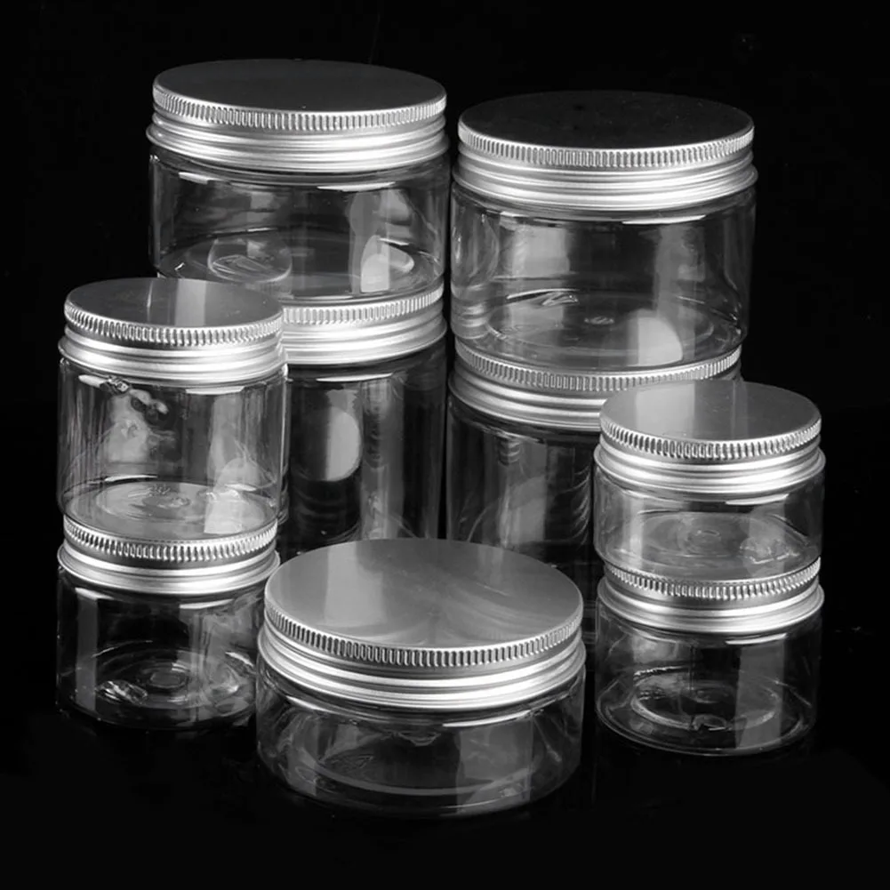 

Cosmetic Mini Travel Empty Bottle Jar Round Aluminum Cover Plastic Lip Balm Make-up Bottling Box Makeup Cosmetic Face Cream Jar