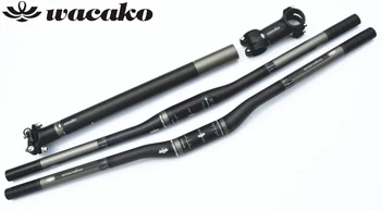 

wacako carbon handlebar set mtb bike handlebar + seat post + stem bike parts selle carbon handlebar