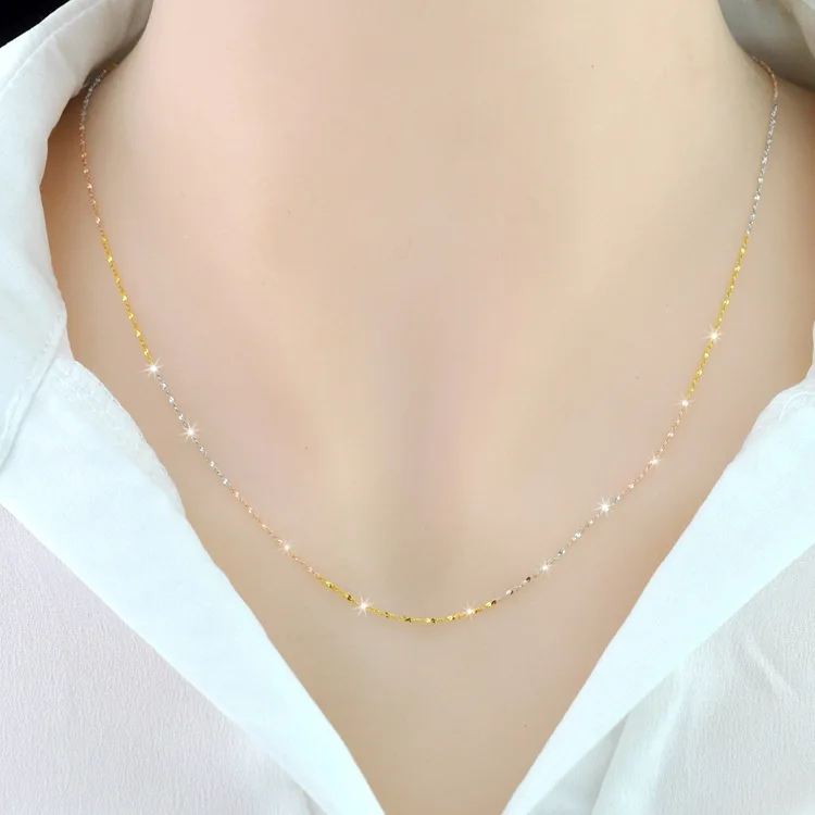 

Three color silver necklace 925 silver plated gold necklace clavicle chain superfine Star Jewelry Necklace