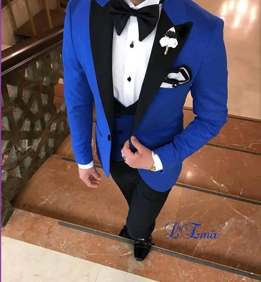 Дизайн Свадебный мужской костюм 3 шт. мужской костюм Slim Fit одна кнопка Пик Нотч смокинг Свадебный пиджак брюки жилет 3 шт