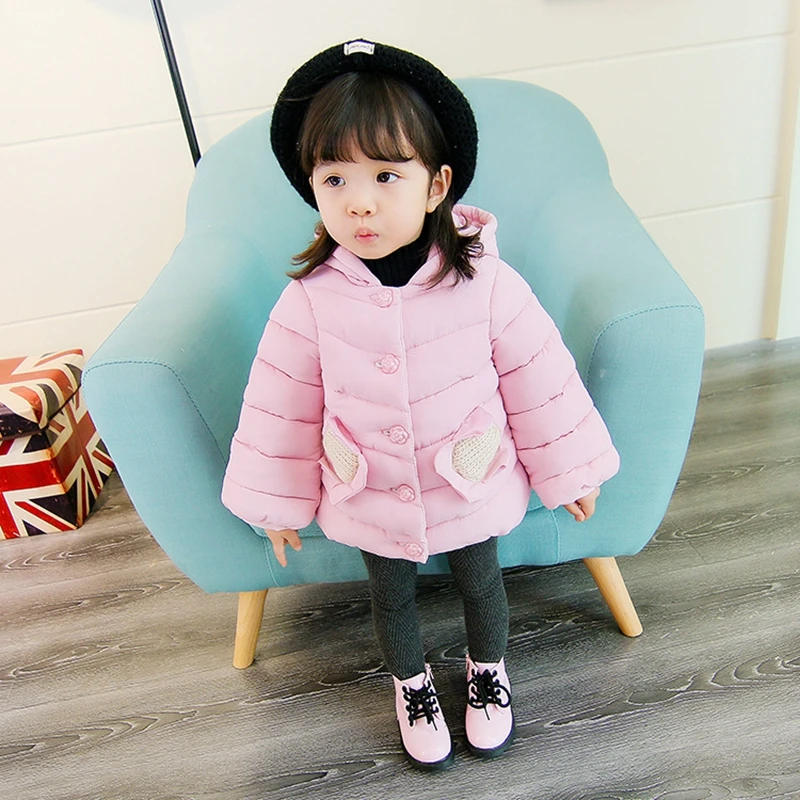 Baby girl Coat In Winter Leisure style Hat the tail flower  Sunflower knit pocket cotton-padded jacket for Kids Children (24)