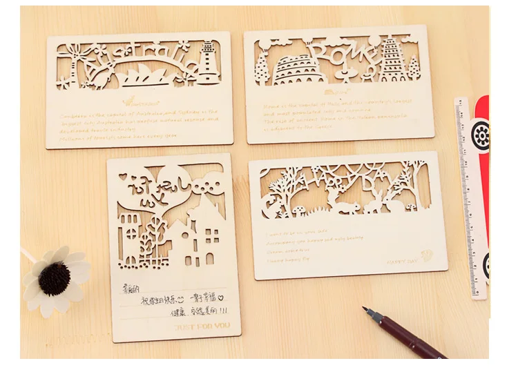 

Wooden Handmade Kirigami & Origami 3D Greeting Cards For Birthday Gift Postcards Paper -46