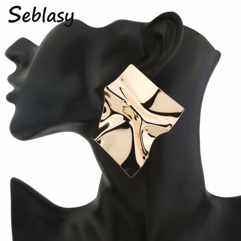 

Seblasy Punk Big Statement Fold Geometric Patterns Stud Earrings for Women Hot Sale Night Club Jewelry Femme Bijuterias