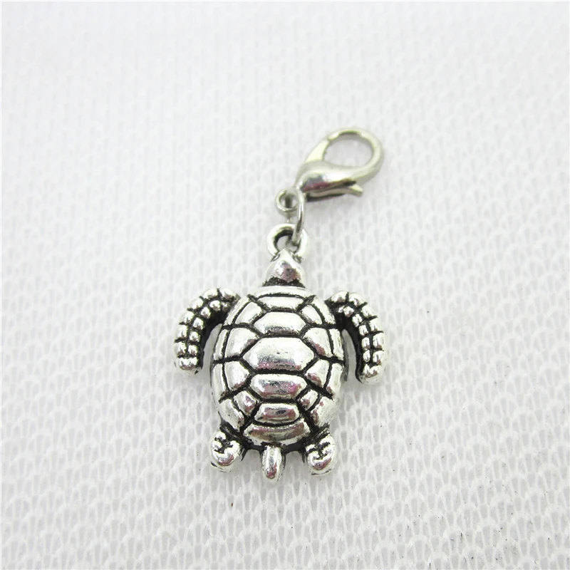 50pcs/lot Turtle Charms Dangle Charms Lobster Clasp Hanging Charms DIY