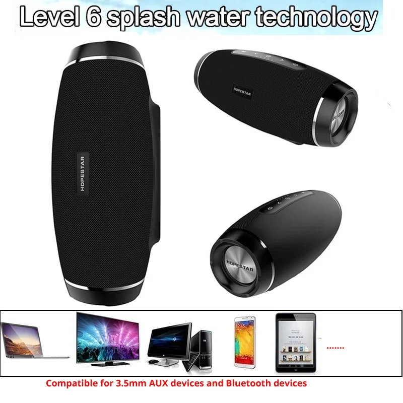 Hopestar wireless column bluetooth speaker stereo bass Subwoofer computer2.1 sound box waterproof FM radio USB Mp3 music boombox