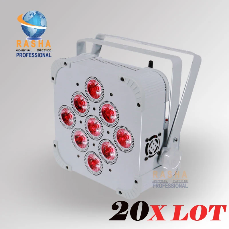

20X Rasha Hex 9*18W 6in1 RGBAW+UV Built in Wireless DMX512 LED Flat Par Can LED Profile Par Light Disco Stage Light