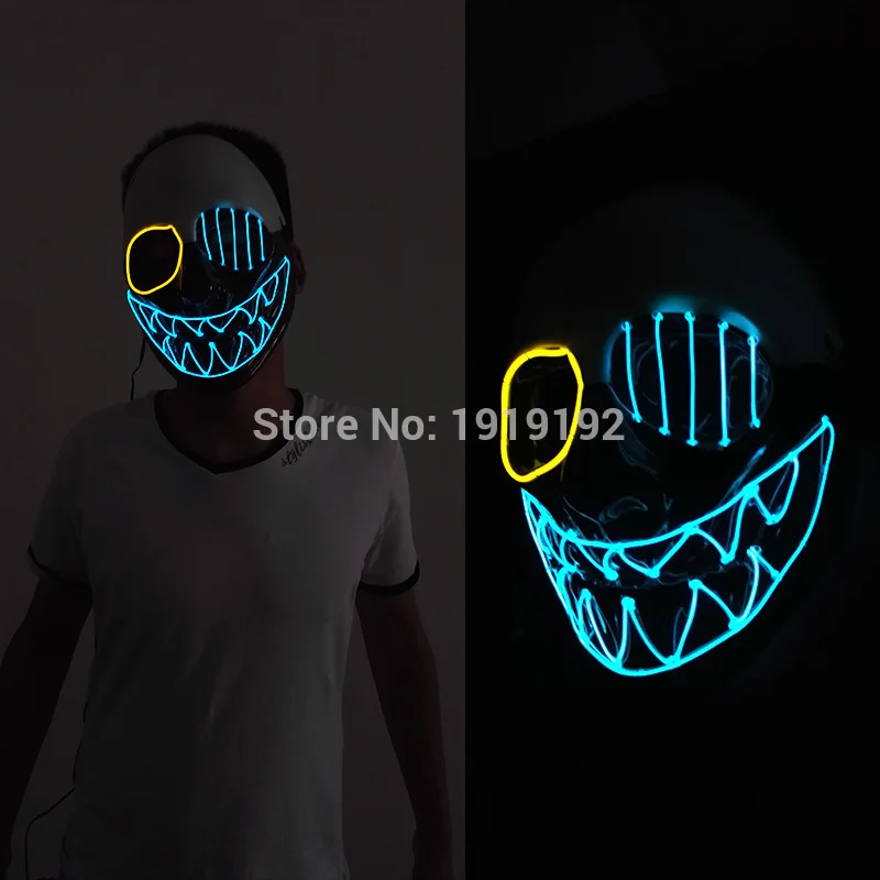 EL wire маска светильник неоновый светодиодный маска для Хэллоуина завтра земля страшный косплей маски для вечеринки от 3V устойчивый на водителя