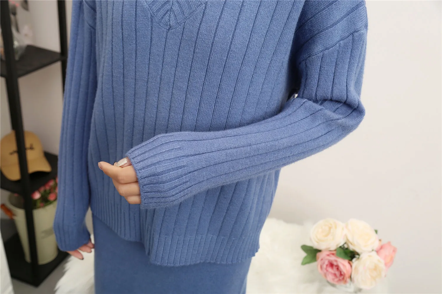 2 шт./компл. трикотажные свитера с высоким воротником для беременных платье осень зима модная одежда для беременных женщин теплая одежда для беременных