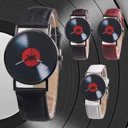 Мода Для мужчин Круглый циферблат аналоговые кварцевые часы PU Кожаный ремешок наручные часы подарок LXH