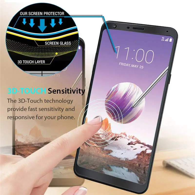 Закаленное стекло с полным покрытием для LG Q Stylus Plus 2 шт. Защитная пленка экрана Sylus
