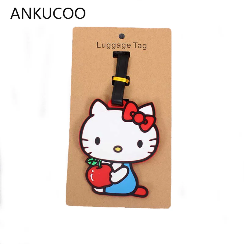 

Tavel Accessories Creative Luggage Tag Cartoon Kitty Silica Gel Suitcase ID Addres Holder Baggage Boarding Tags Portable Label