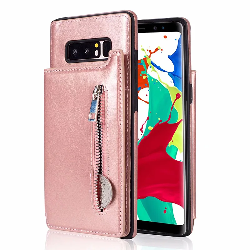 Чехол из искусственной кожи для Samsung S10e Note 8 9 кошелек на молнии отделение карт