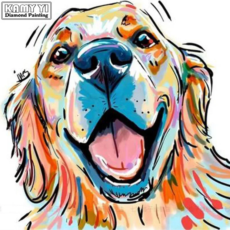 

5D Diamond Painting Beauty Colored Dog Diamond Embroidery Full Portrait Diamond Mosaic Cross Stitch Picture Of Rhinestone