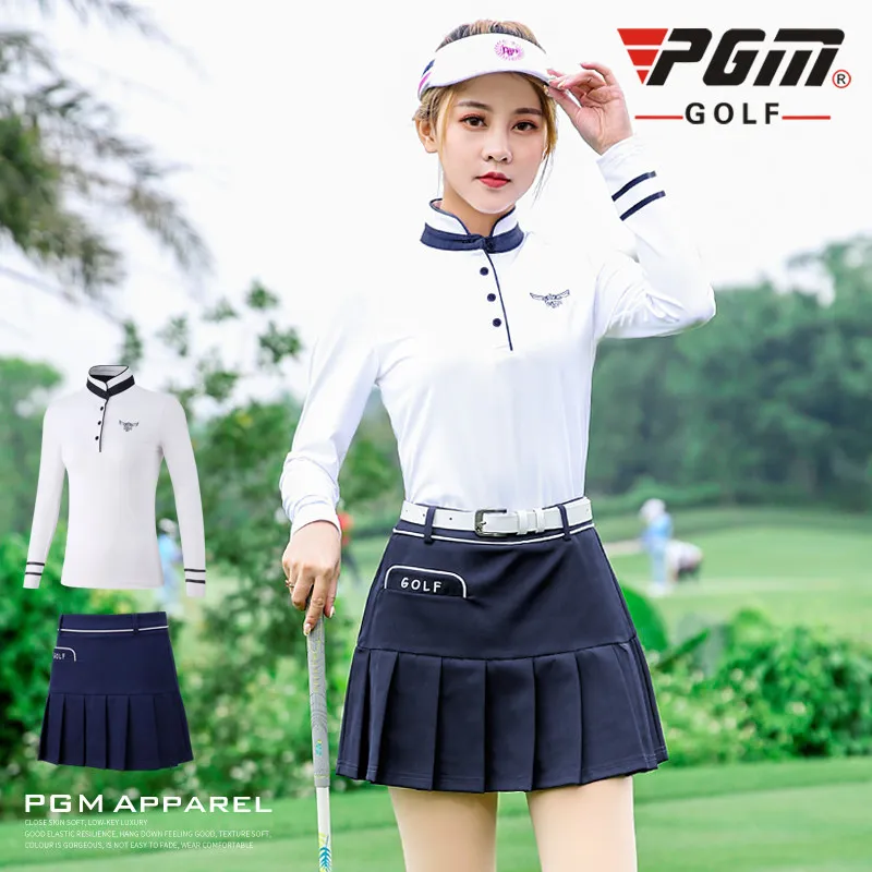 PGM Golf Clothing Women's Long Sleeve T-Shirt Autumn Winter Clothes Sports Standing collar Tops shirts ladies Soft Skin-friendly