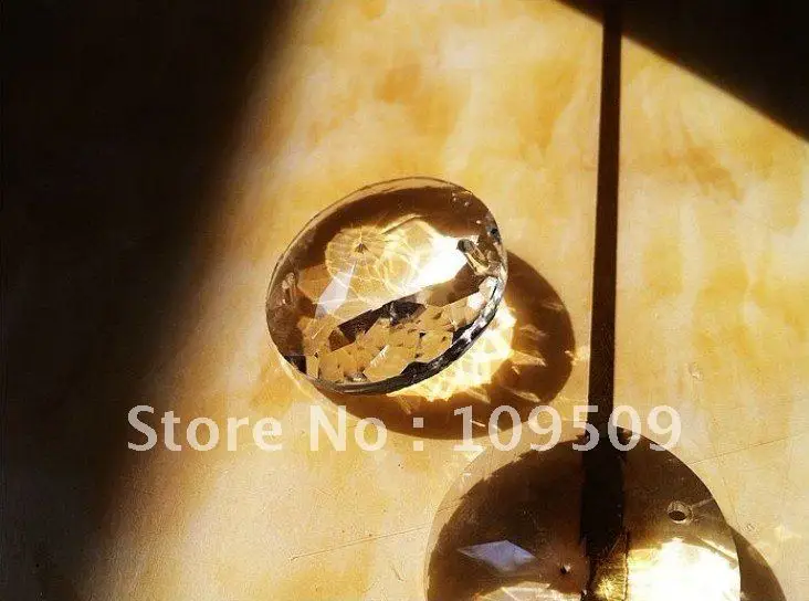 

Free Shipping,45mm Clear Crystal Prism Disc Clear Suncatcher Feng Shui in One Hole