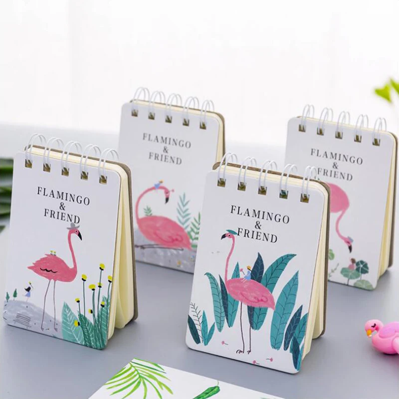 

Japanese Small Fresh Style Notebook Flamingo Pattern Coil Binding Notepad Office Stationery and School Supplies 1PCS/90 Pages