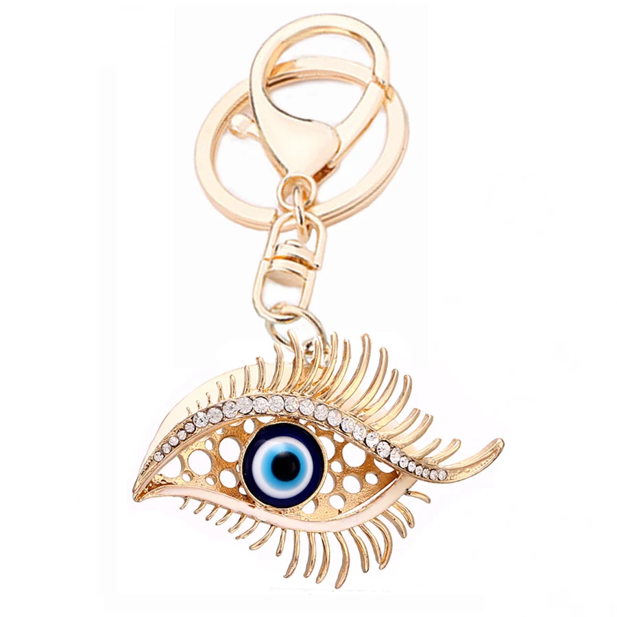 Fashion Metal Crystal Evil Eye Key Ring Unisex Keyring Car Keychain