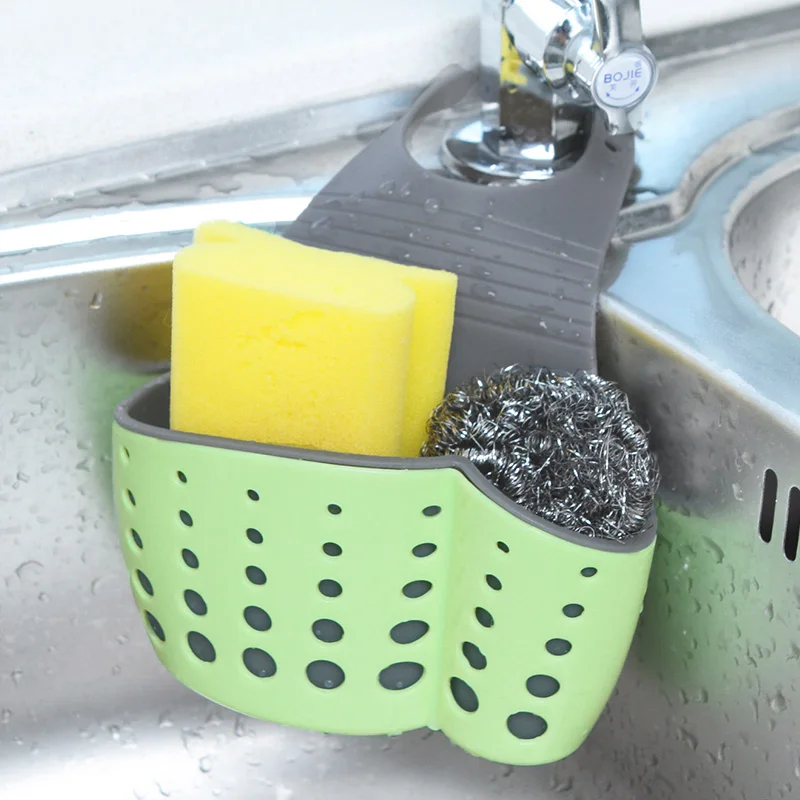 

Double layer Storage Bag Kitchen Sink Shelf Soap Sponge Storage Hanging Basket Adjustable Snap Button Type Drain Rack Faucet