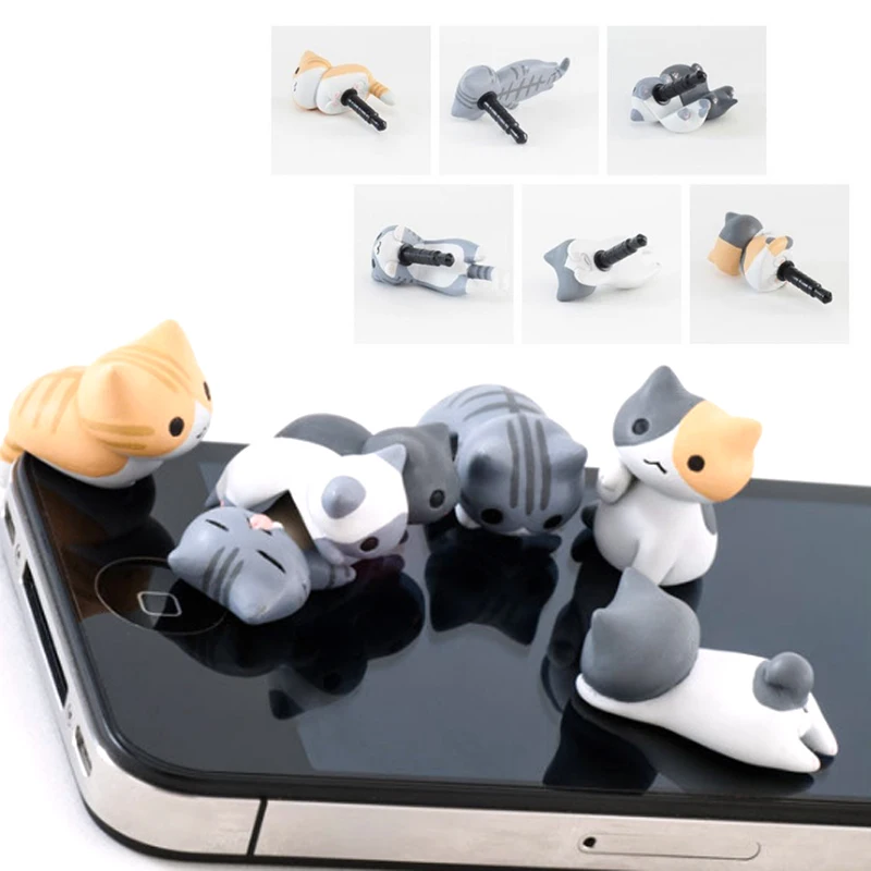 

Cute Cheese Cats 3.5mm Anti dust Dirt-resistant Earphone Jack Plug Adapter to Phone Stopper Cap for iphone 5 5s 5c random
