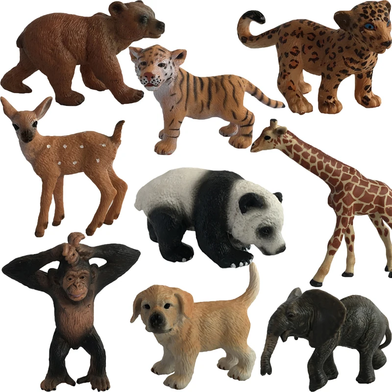 

Mini Animal Model Action Figure Plastic Tiger Panada Elephant Orangutan Lion Bear Ornaments Toys #E