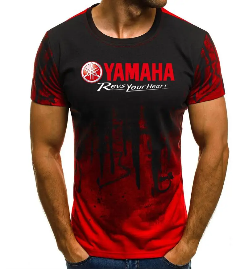 

2019 Summer New YAMAHA revs your heart print Motorcycle t shirt Men Short-sleeve Cotton T-Shirts akrapovic tshirt shirts