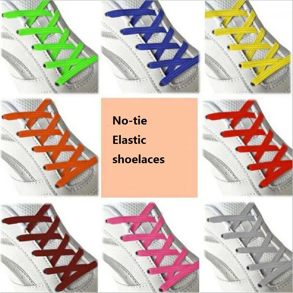 

1pair 100CM Stretching Locking no tie lazy shoeLaces sneaker Elastic Rubber Shoe lace children safe elastic shoelace