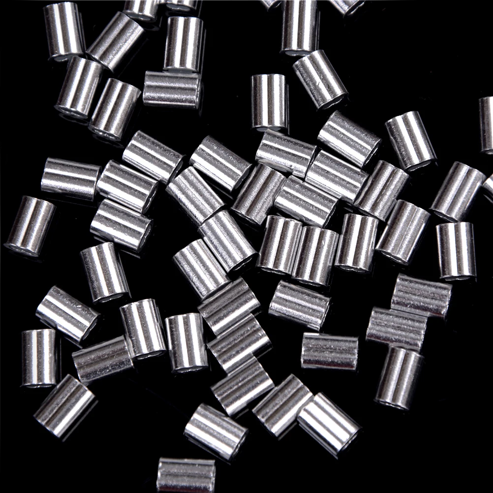 50 Pcs New Sale 1.5mm Steel Wire Rope Aluminum Ferrules Sleeves Silver