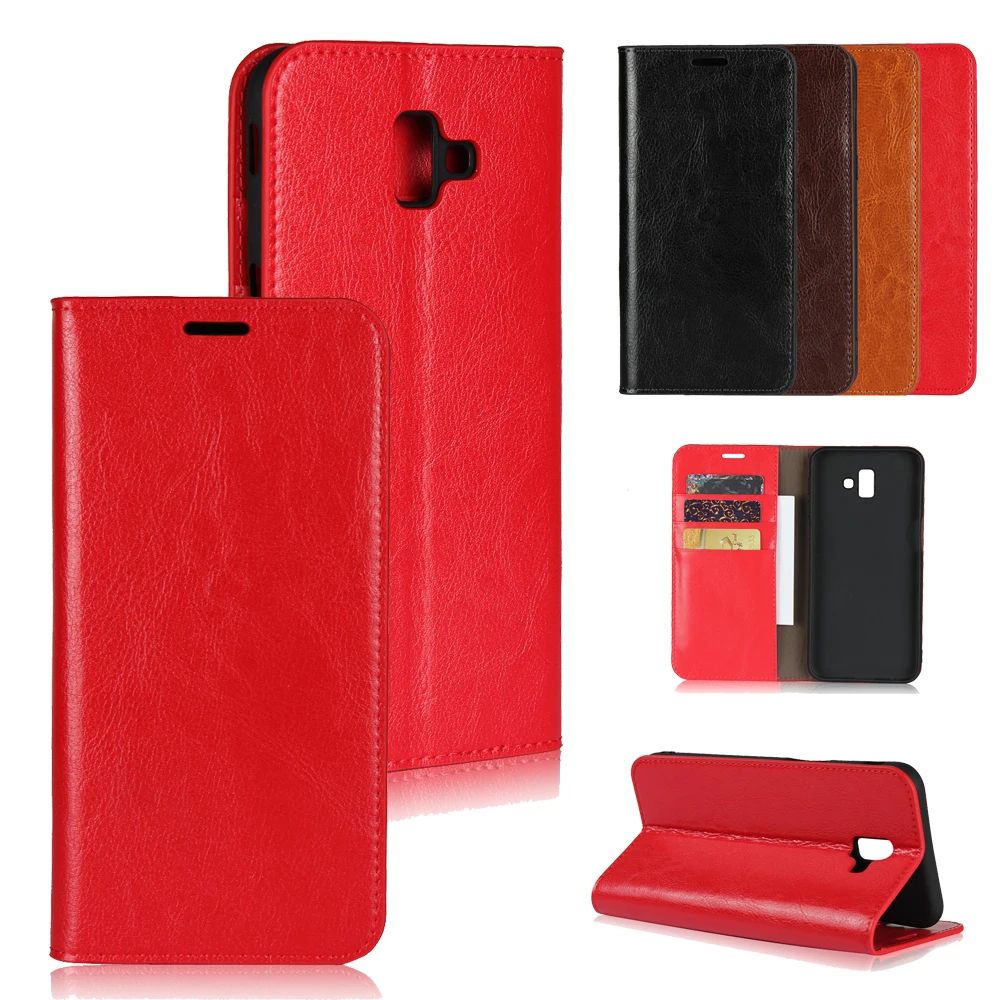 

LUCKBUY For Samsung Galaxy J4 Plus Luxury UltraThin Genuine Leather Book Phone Case for Samsung Galaxy J6 Plus Flip Cover cases
