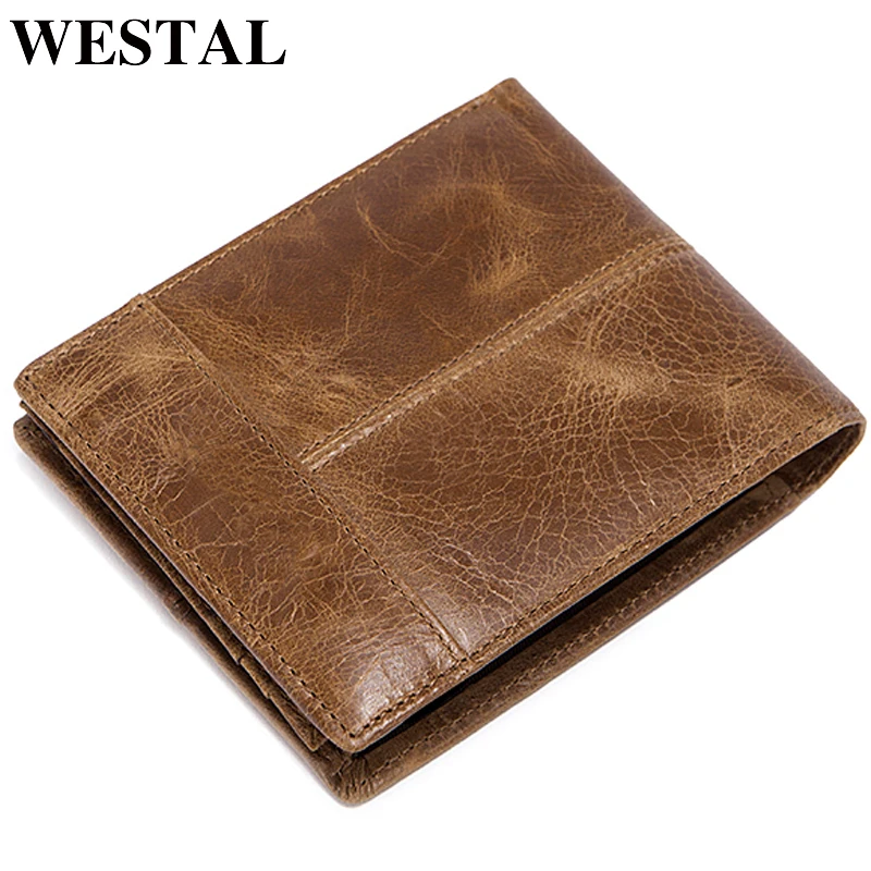 Goede WESTAL Portemonnee mannelijke Lederen Korte Portemonnee mannen Vintage Koe Lederen Casual Man Portefeuilles Portemonnee Standaard Card Houders 8064